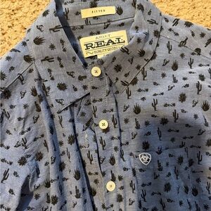 Ariat Blue Shirt with Black Cactus Design